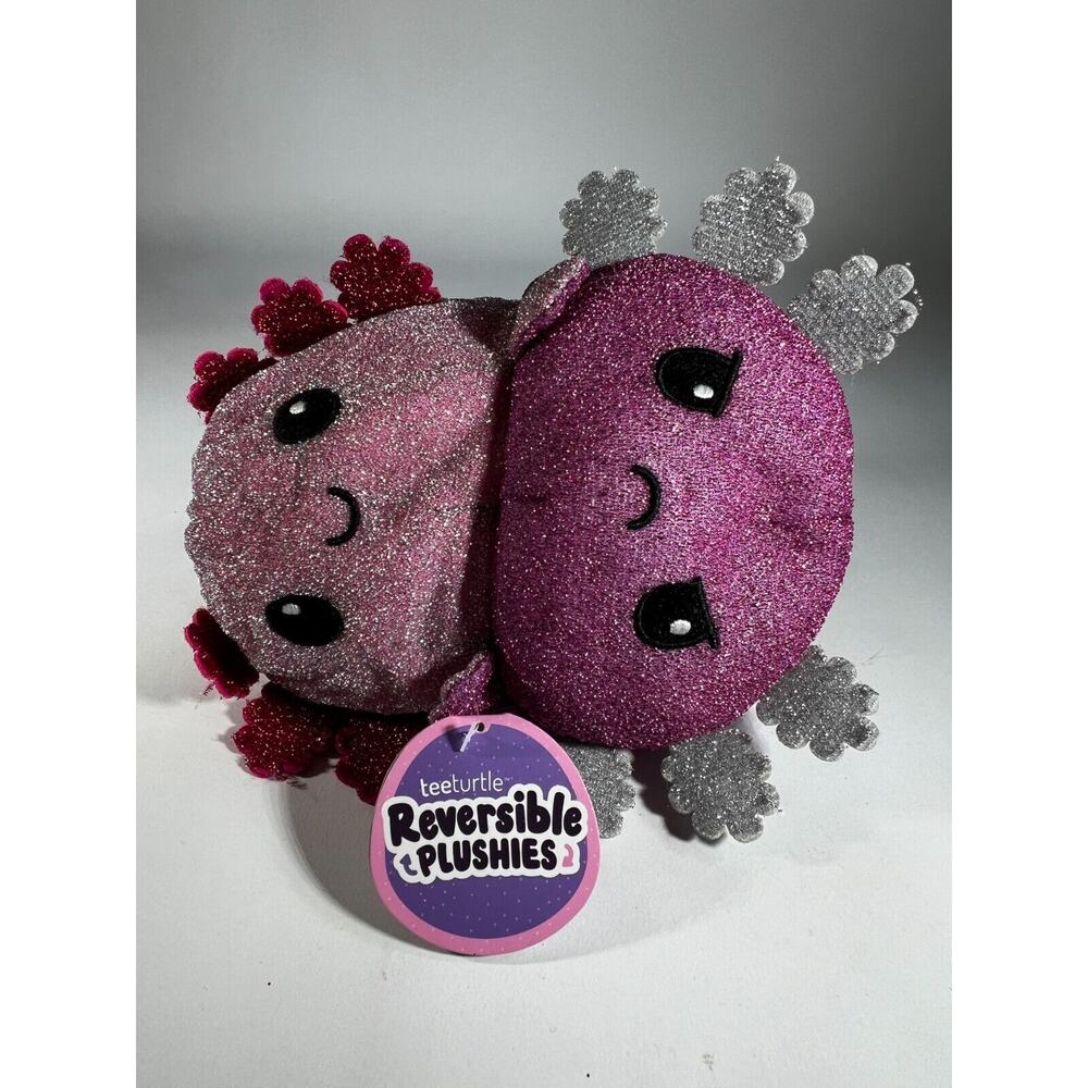 TeeTurtle The Original Reversible Axolotl Plushie Pink Purple Sparkle NEW